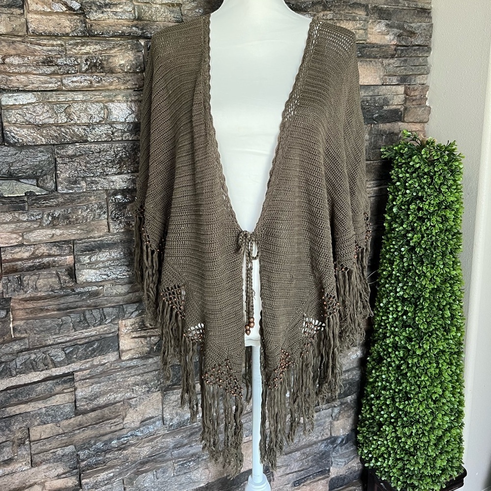 SOLD‼️‼️Ralph Lauren Brown Knit Poncho - Picture 8 of 16
